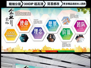 時尚多彩創意 企業文化墻形象宣傳背景墻設計PSD素材與數字文化創意內容應用服務全解析